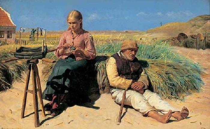 Michael Ancher Figures in landscape Norge oil painting art